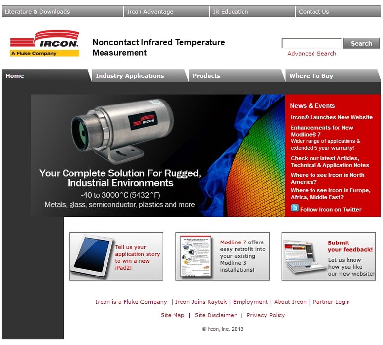 Introduzione del nuovo sito web per il brand di pirometri Ircon